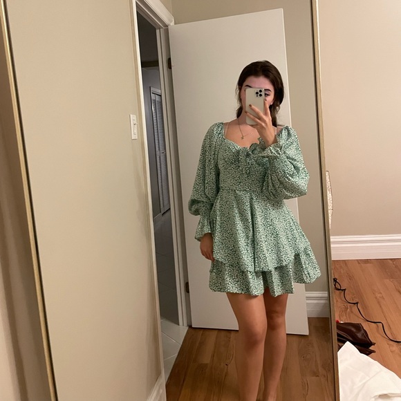 FashionNova Green Flower Dress - Picture 2 of 3